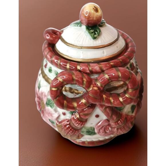 Fitz and Floyd Father Christmas Sugar Bowl with Lid and Spoon and Creamer Set - Picture 6 of 8
